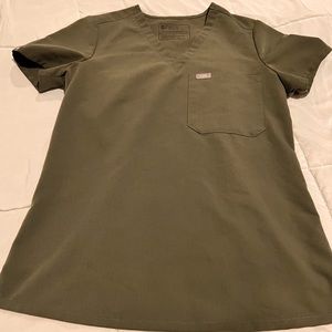 Figs Catarina Scrub Top- moss, x-small